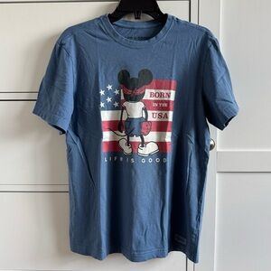 Life Is Good Men's Steamboat Willie Born in the USA Short Sleeve Tee